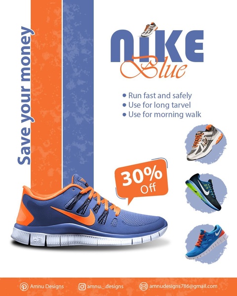 running shoes, athletic sneakers, sports shoes, running trainers, fitness shoes, workout shoes, sale promotion, product launch, minimalist, modern typography, energetic, bold, blue, orange, neutral